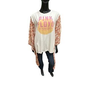 Pink Floyd Graphic Custom Tee Upcycled with Boho Kimono Sleeves (One of a Kind)